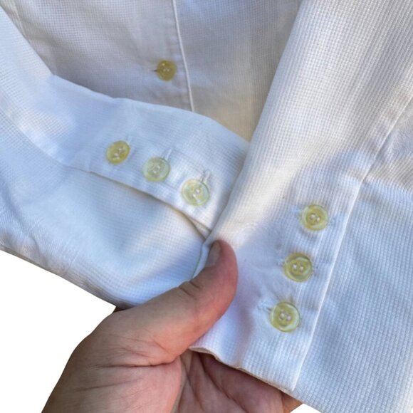 Neiman Marcus Vintage Womens French Cotton V Neck Cropped Peplum Hem Blouse 10 - Picture 6 of 10